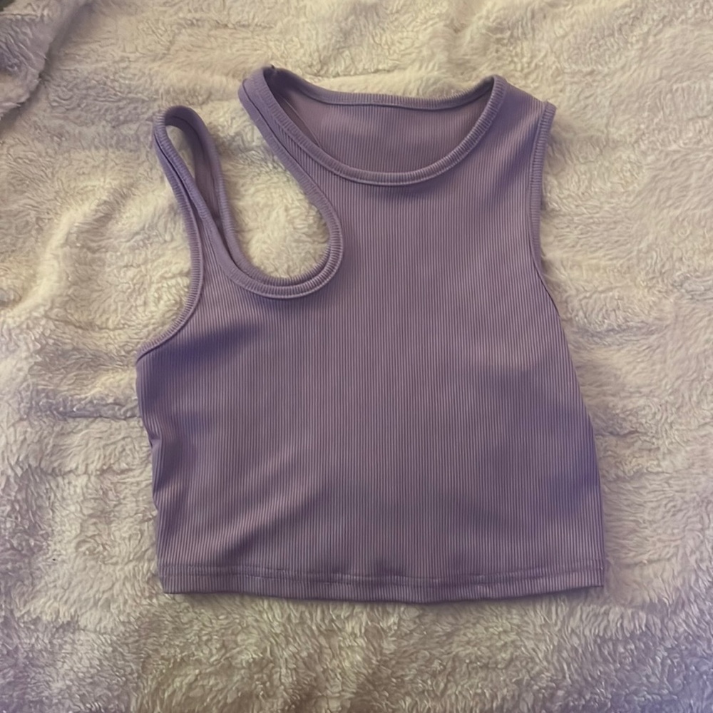 Purple crop top.